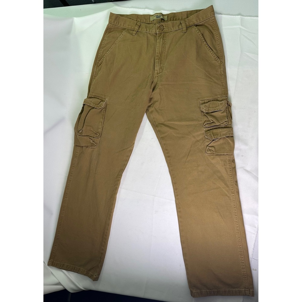 Wrangler Jeans Co Brown Cargo Pants Mens Cotton Relaxed Workwear Utility 34x32